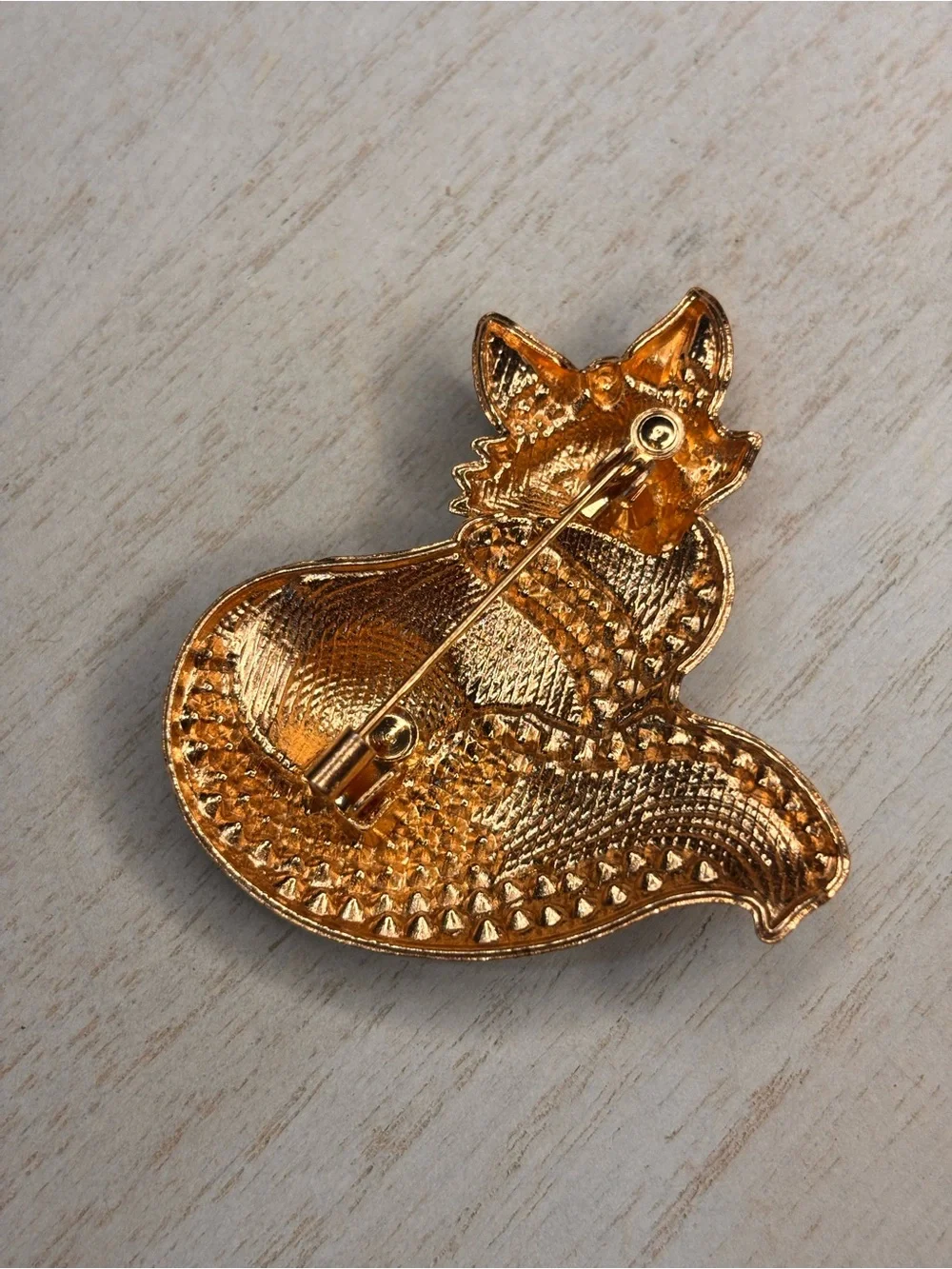 New Blue Fox Brooch Pin Enamel Rhinestone Woodland Animal Gold Tone Statement